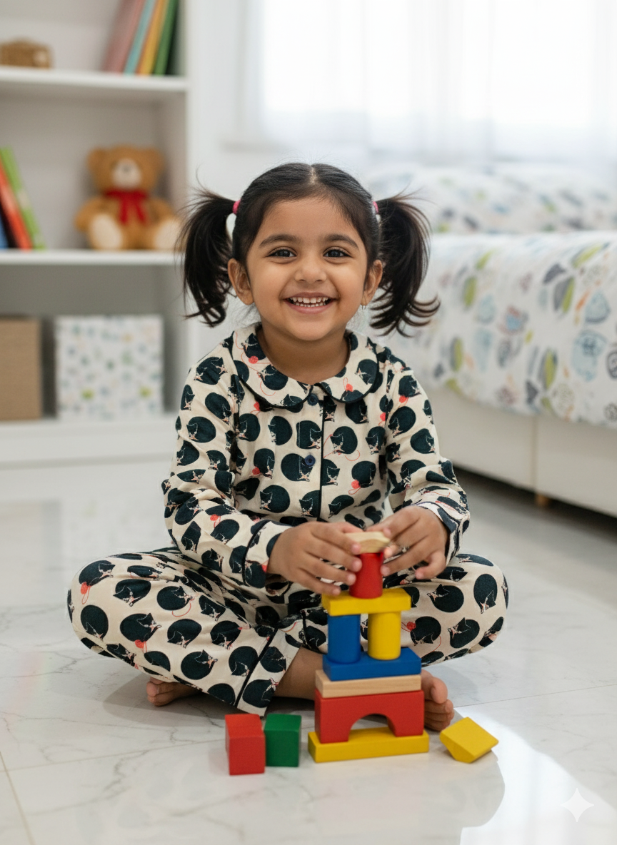 Cats Print Night suit for Kids