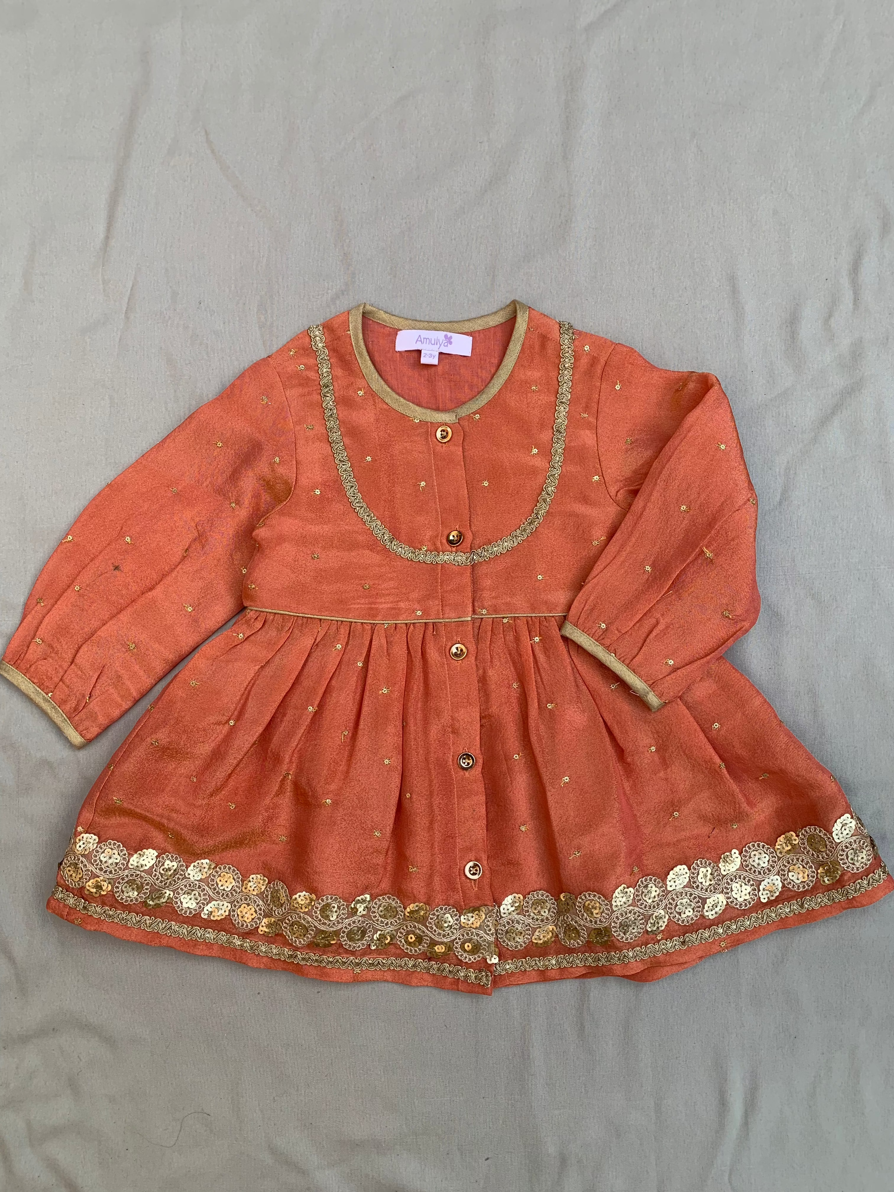 Girls Embroidered Angrakha & Dhoti set in tissue