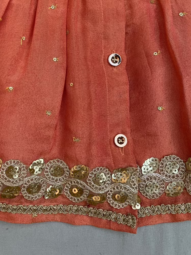 Girls Embroidered Angrakha & Dhoti set in tissue