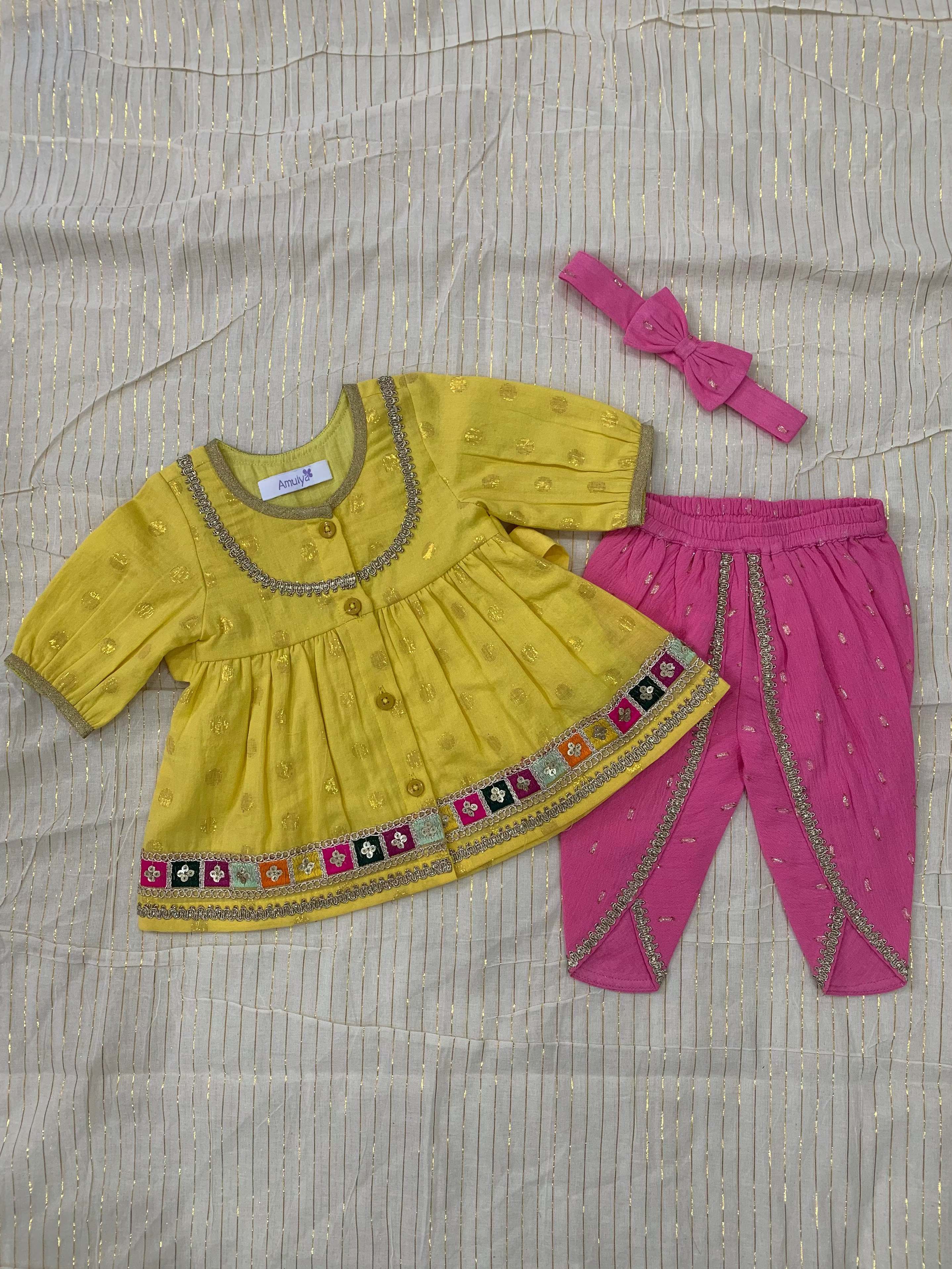 Embroidered Angrakha Kurta & dhoti Set for kids