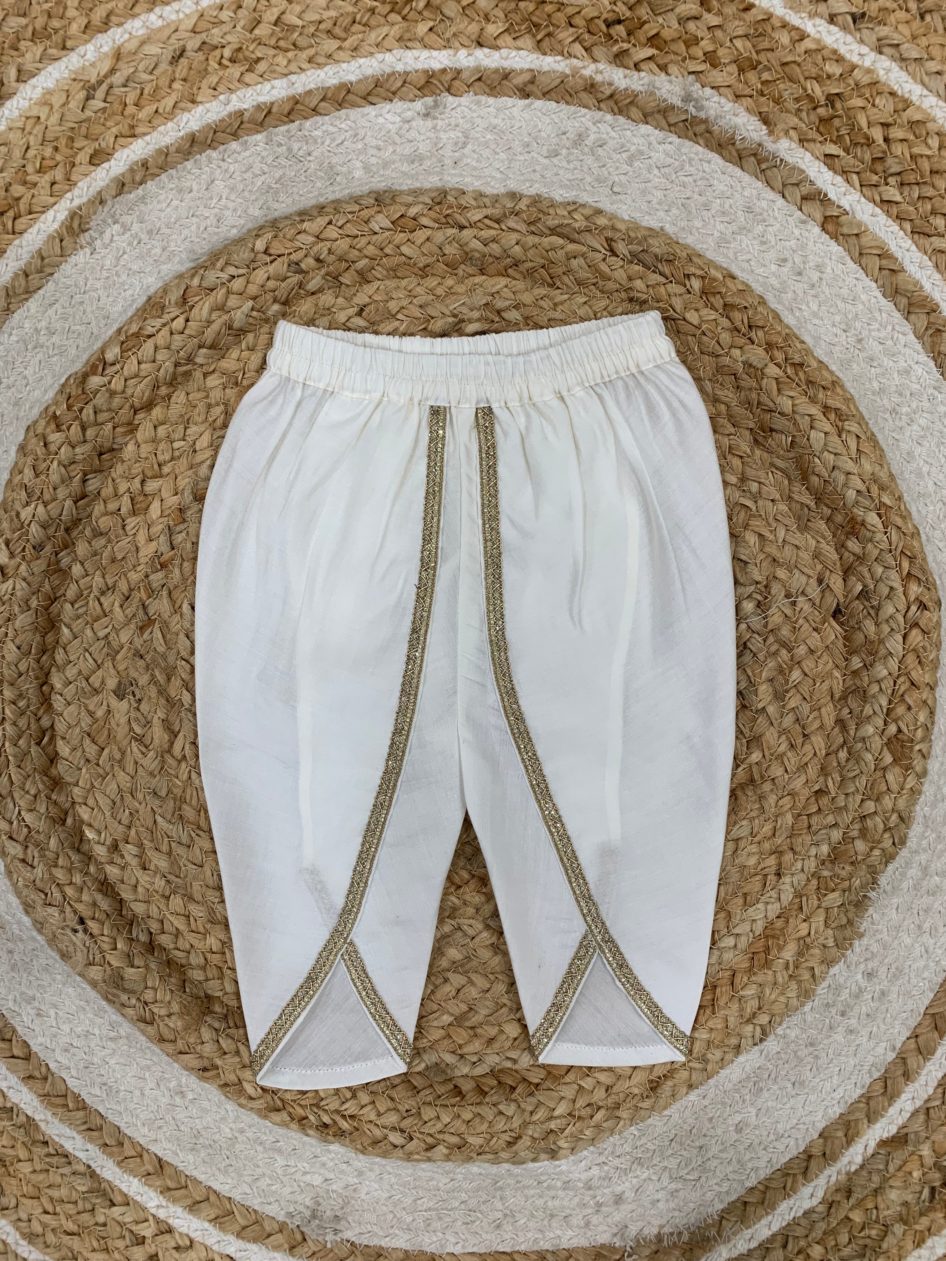 Chanderi Silk Angrakha Kurta & dhoti Set for kids