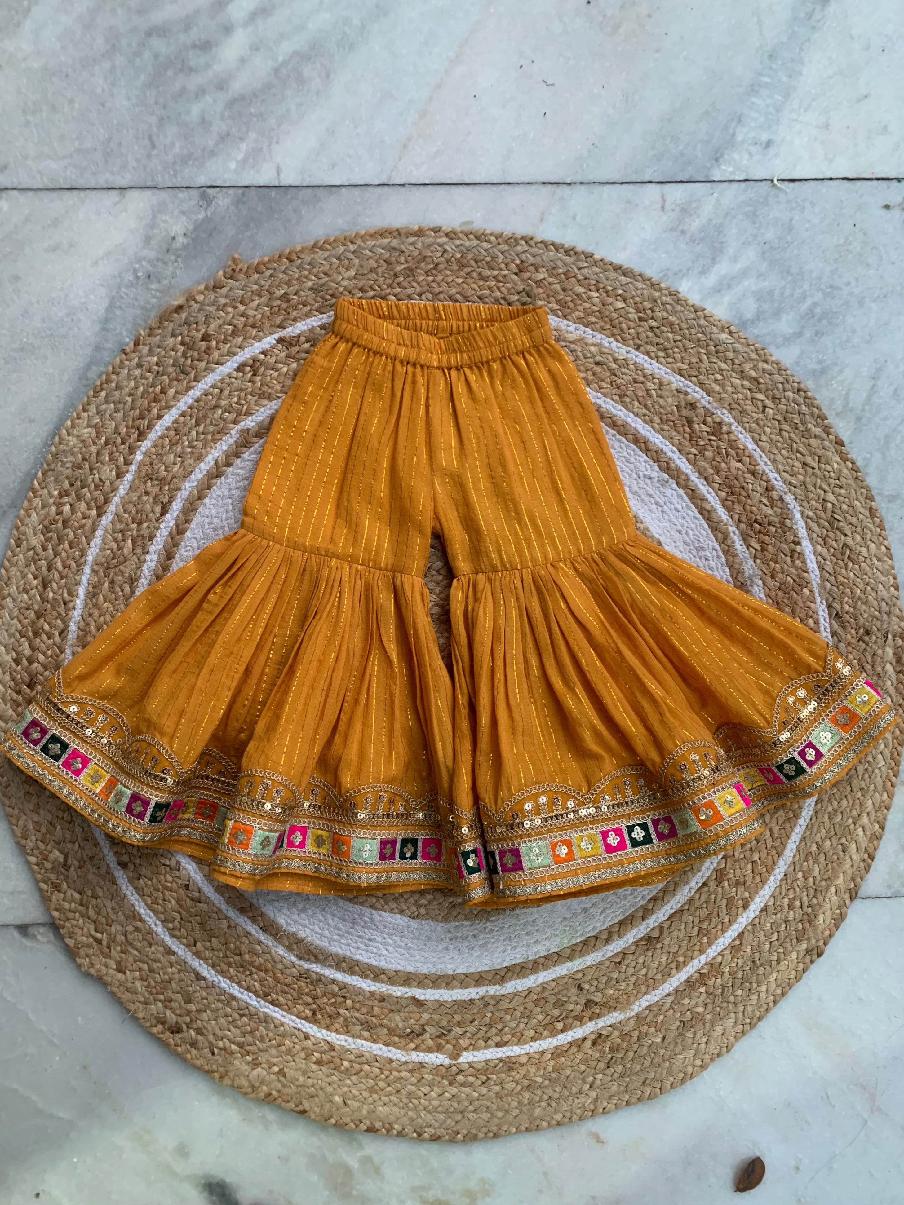 Multicolor Embroidered Girls Garara set in Shimmer