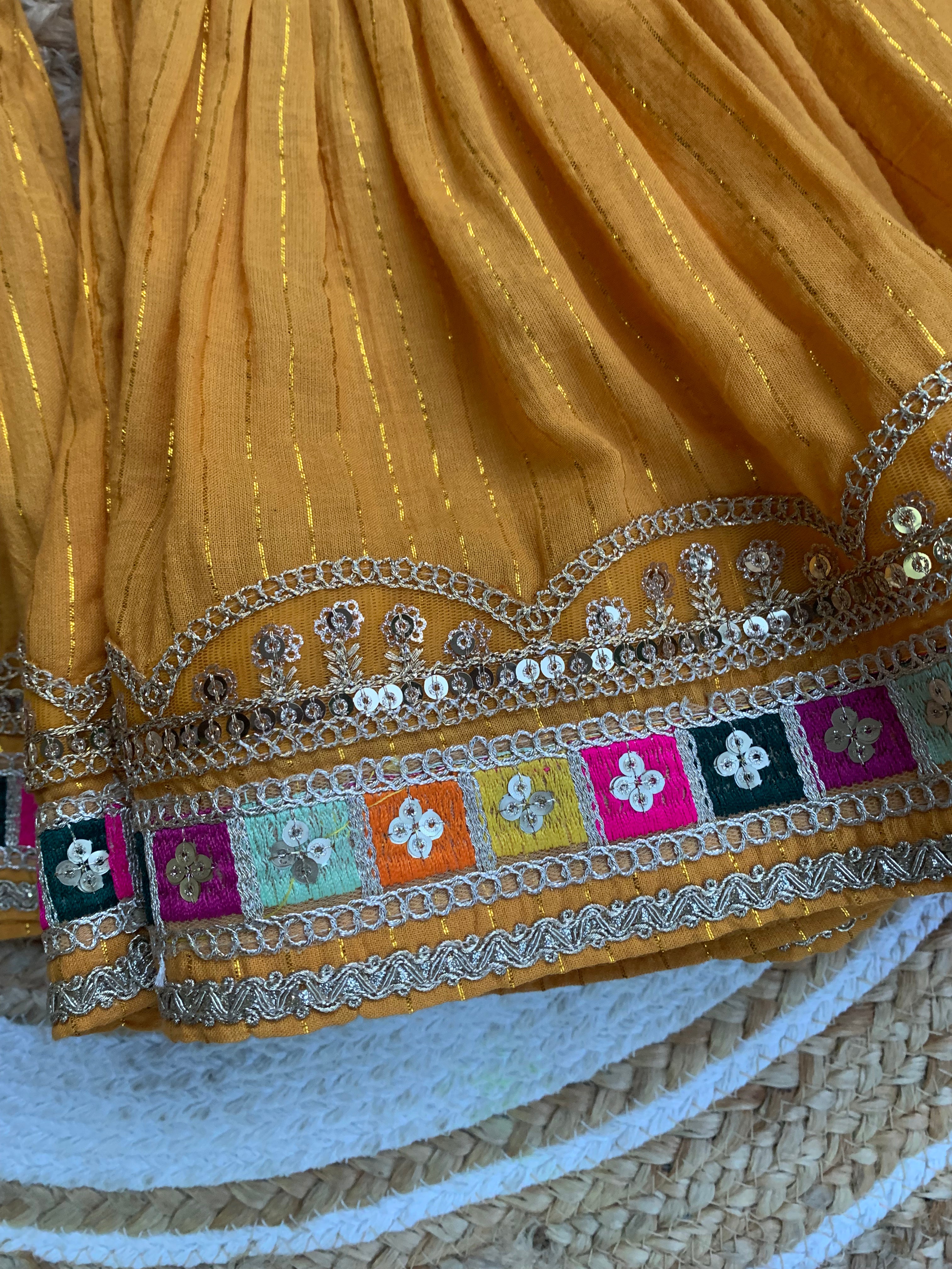 Multicolor Embroidered Girls Garara set in Shimmer