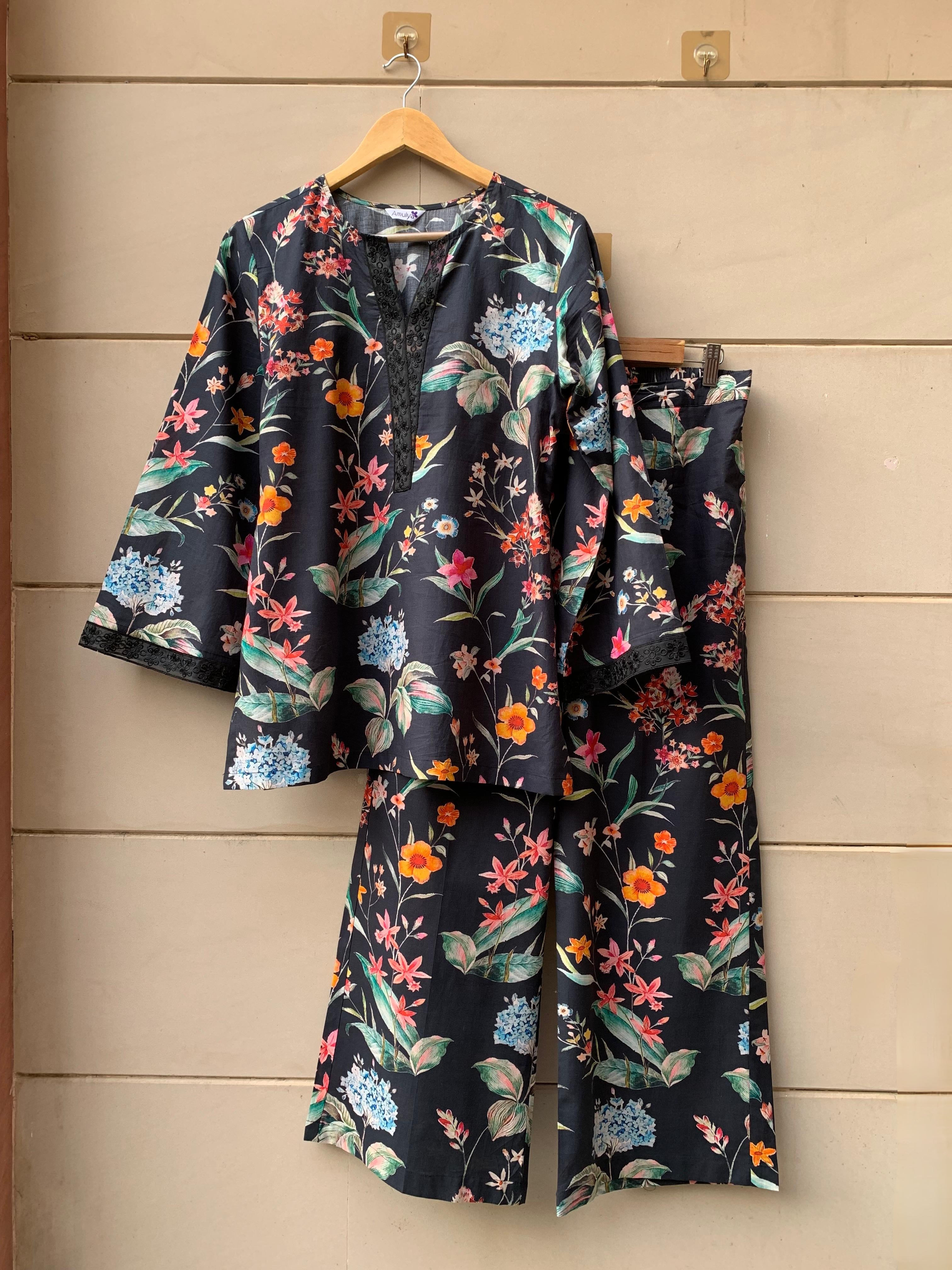 Midnight Bloom Cotton Co-ord Set