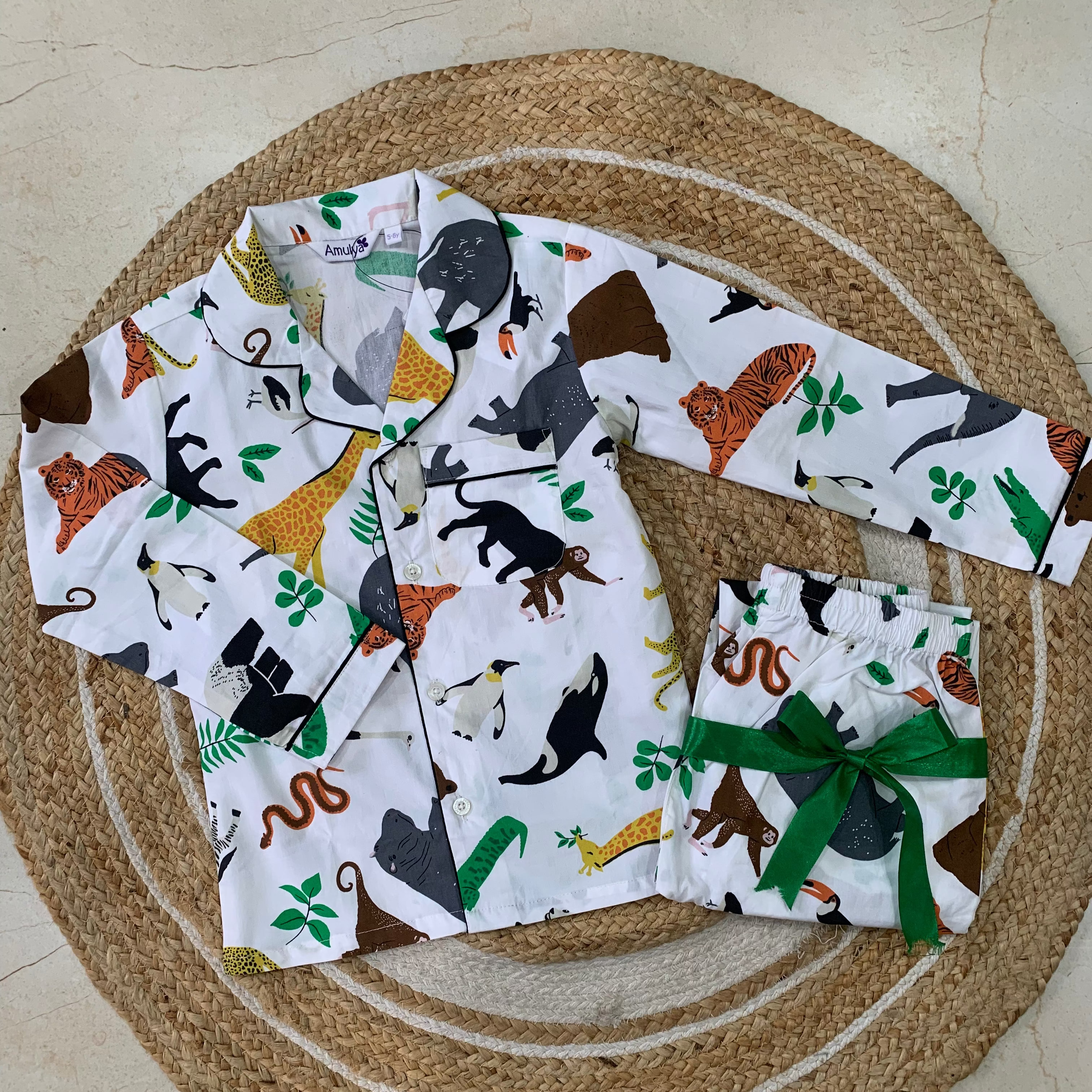 Wildlife Print Nightsuit for Kids