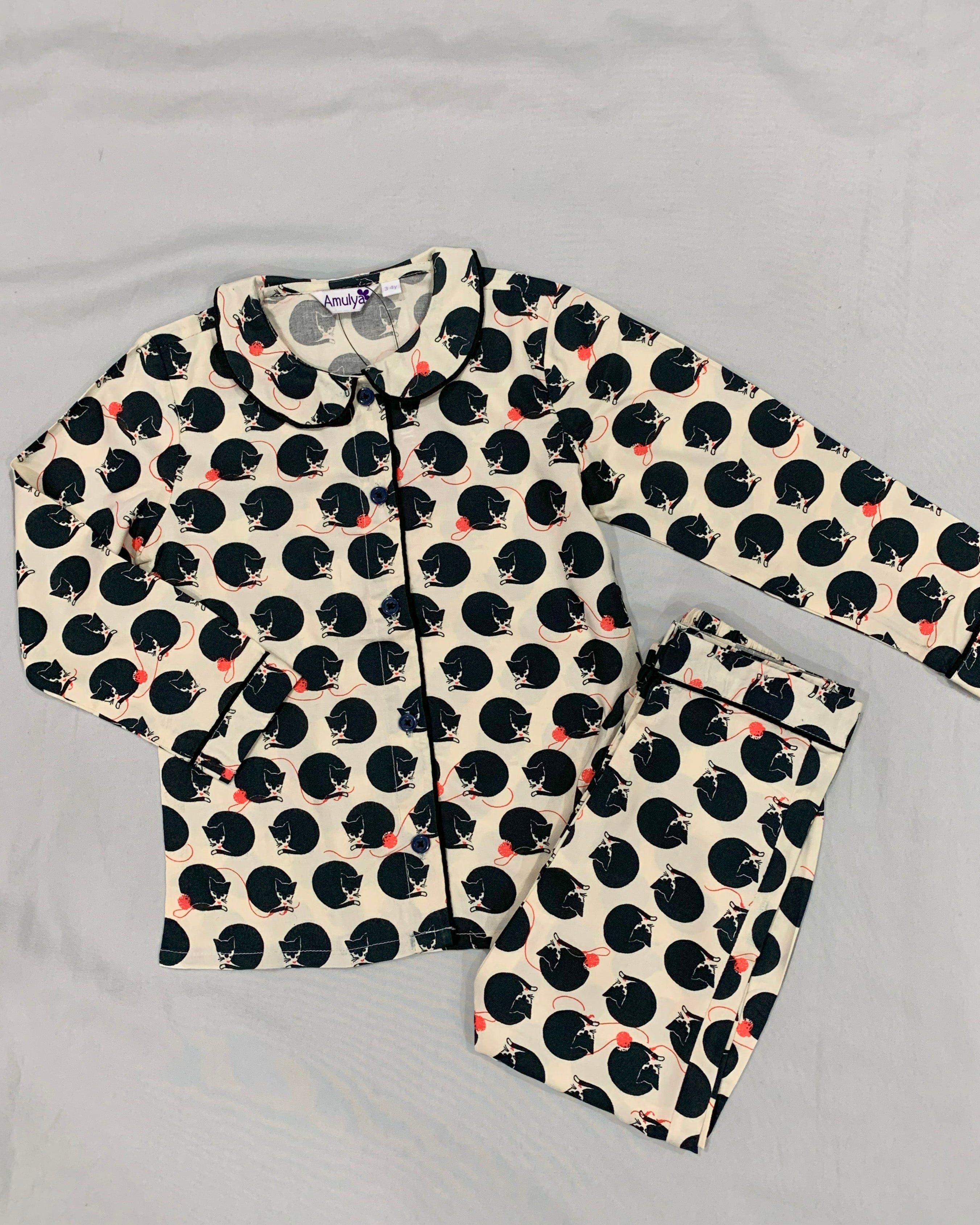 Cats Print Night suit for Kids