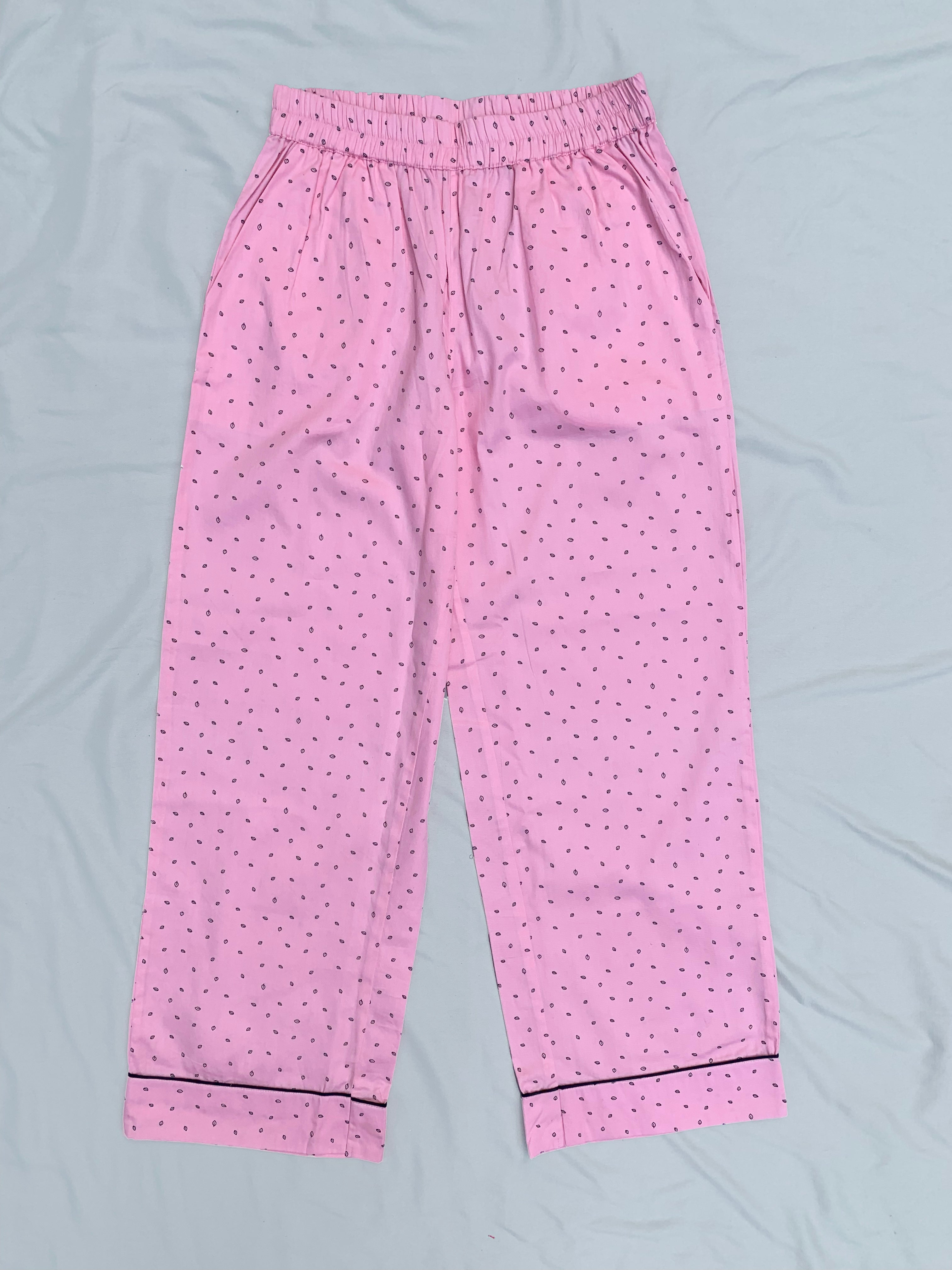 Pink leaves Print Nightsuit for Women