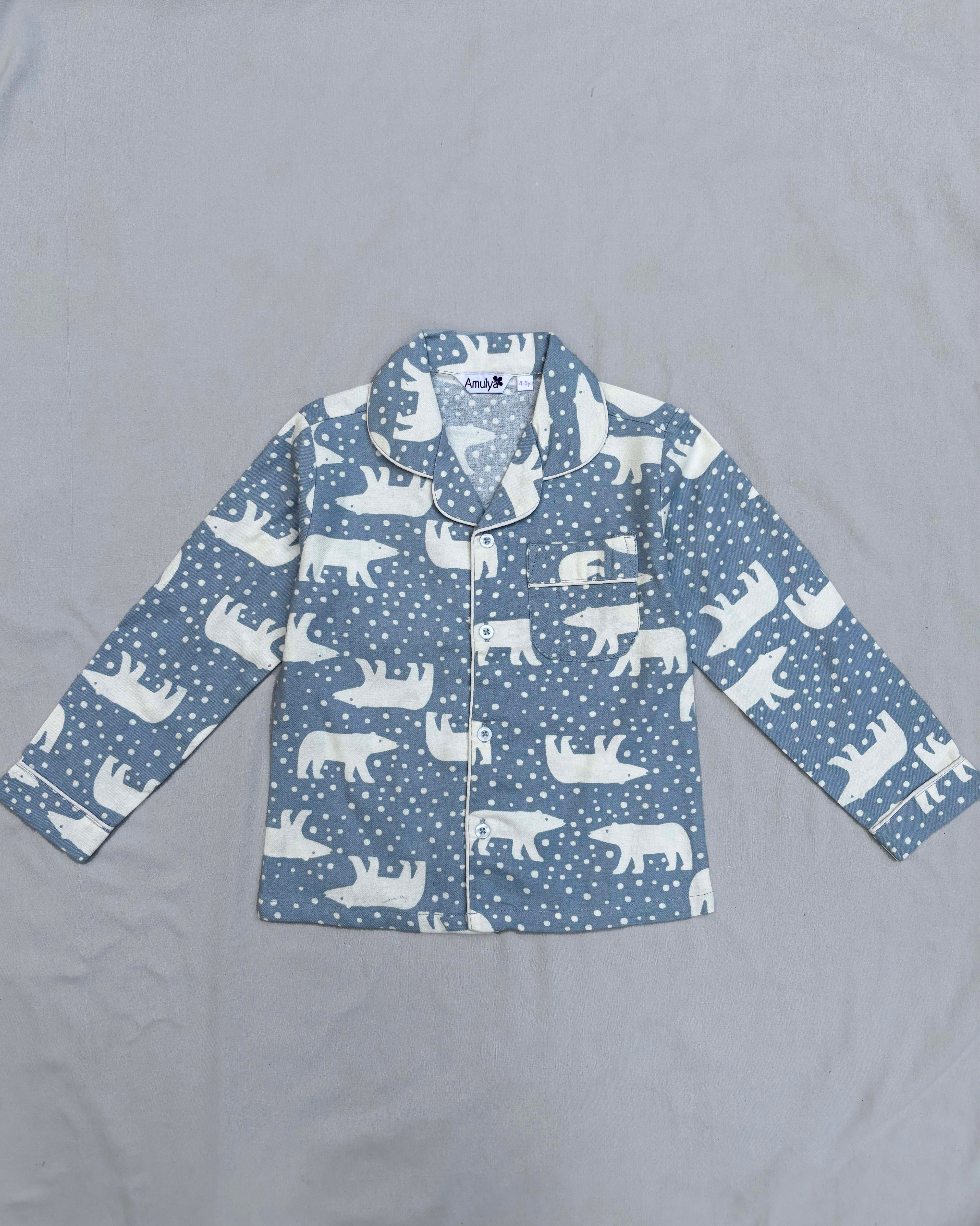 Polar bear Print Flannel Nightwear for kids
