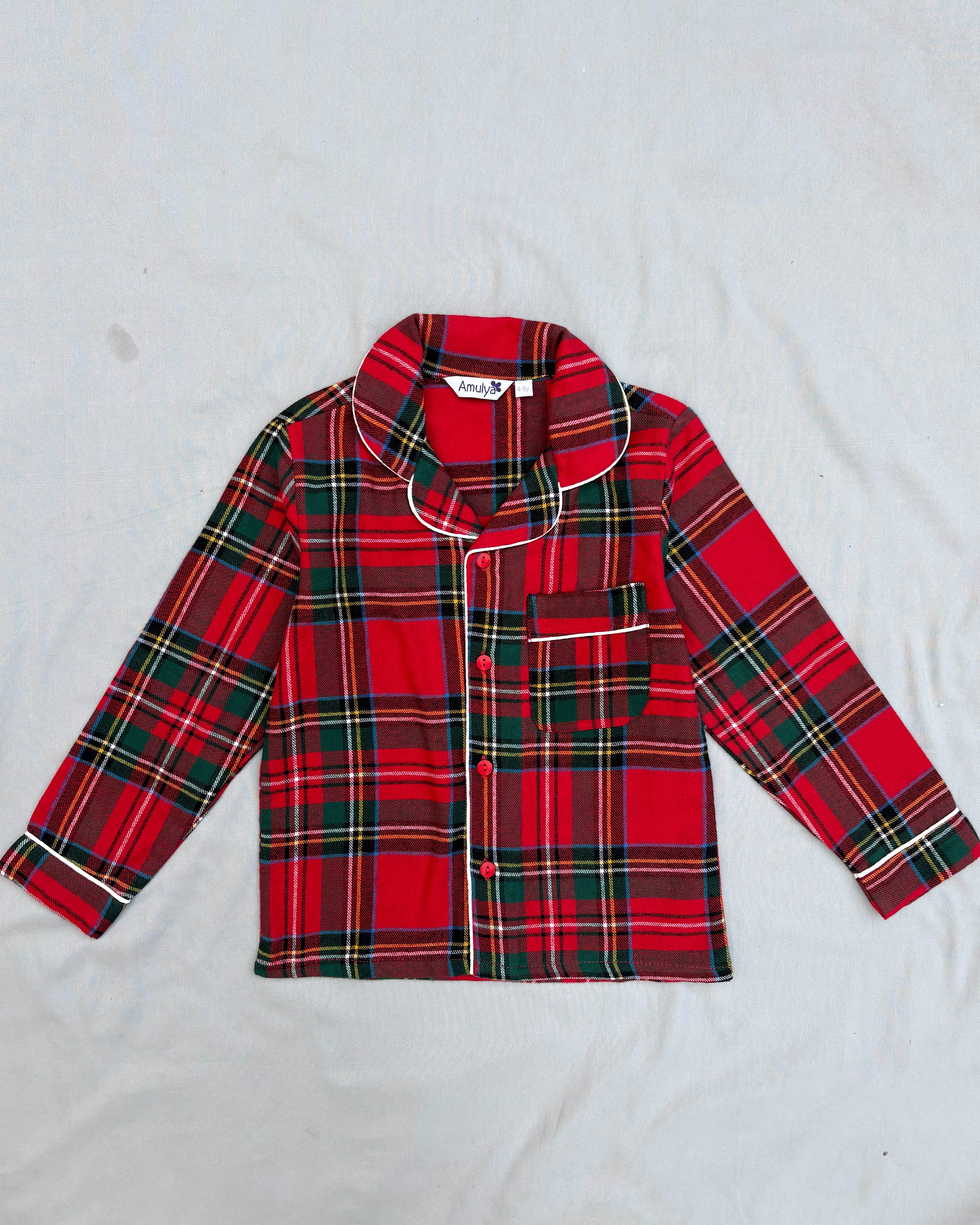 Red Checked Flannel Nightwear for kids