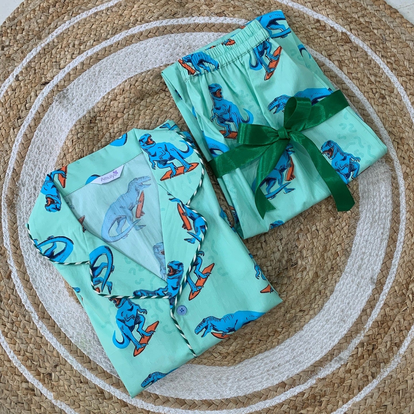 Dinosaur print Kids Night suit in Cotton