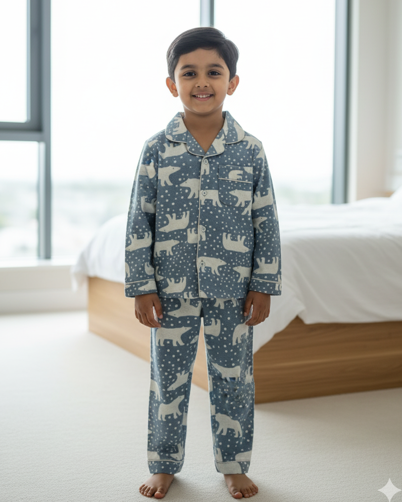 Polar bear Print Flannel Nightwear for kids