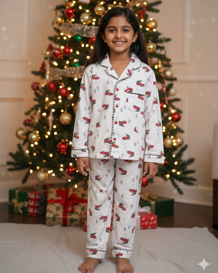 Cristmas cars printed Flannel Nightwear for kids