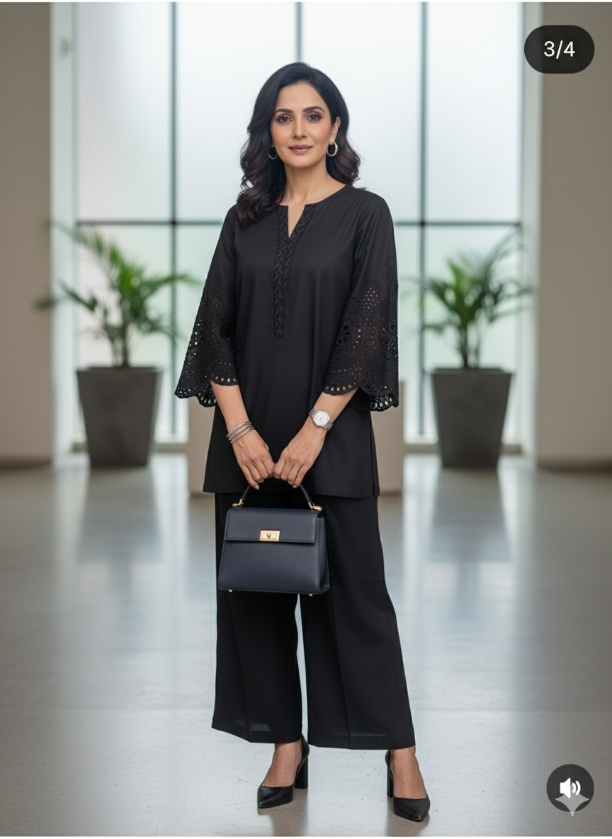 Black Lace Co-ord Set for Women