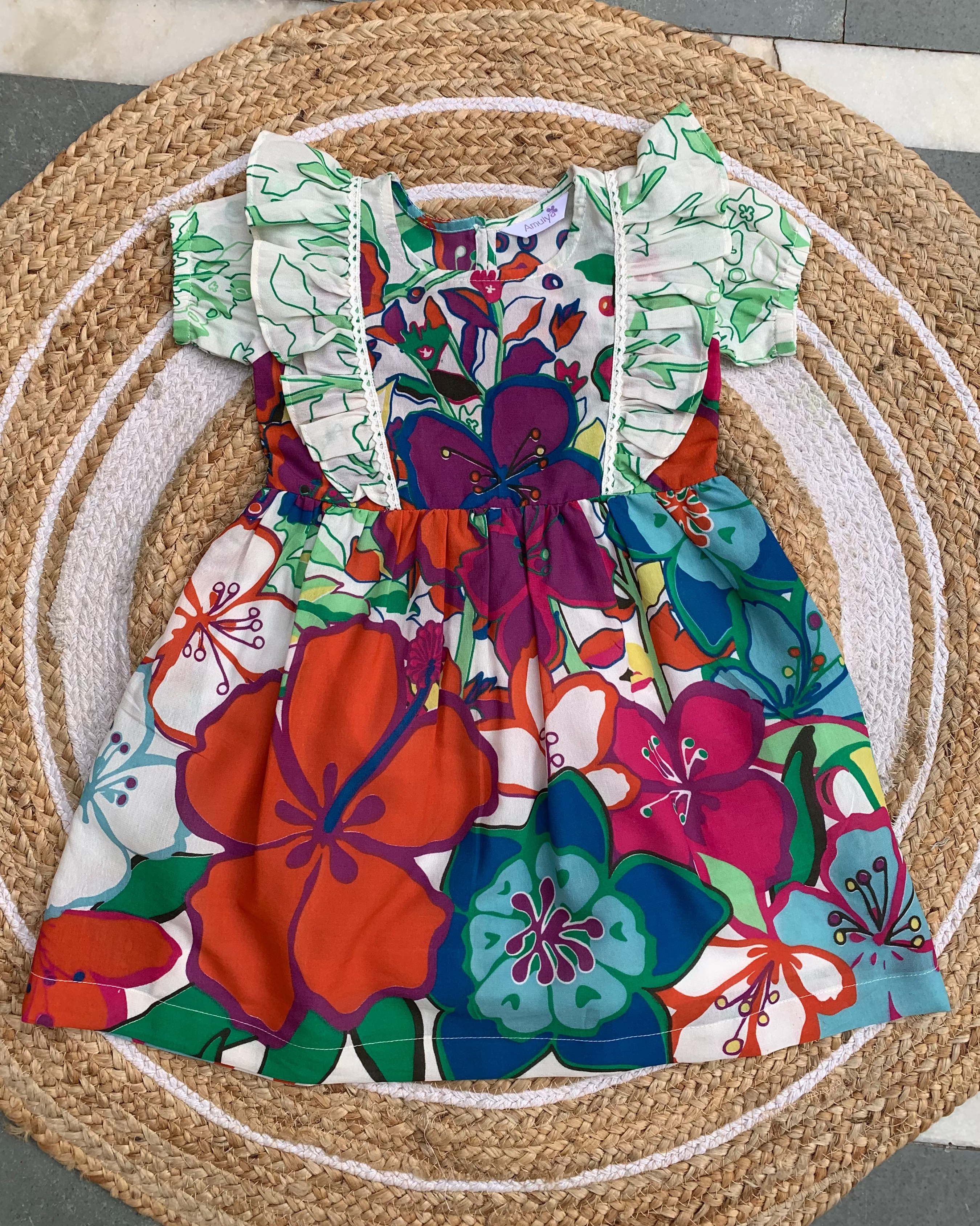 Multi color floral Printed cotton dress