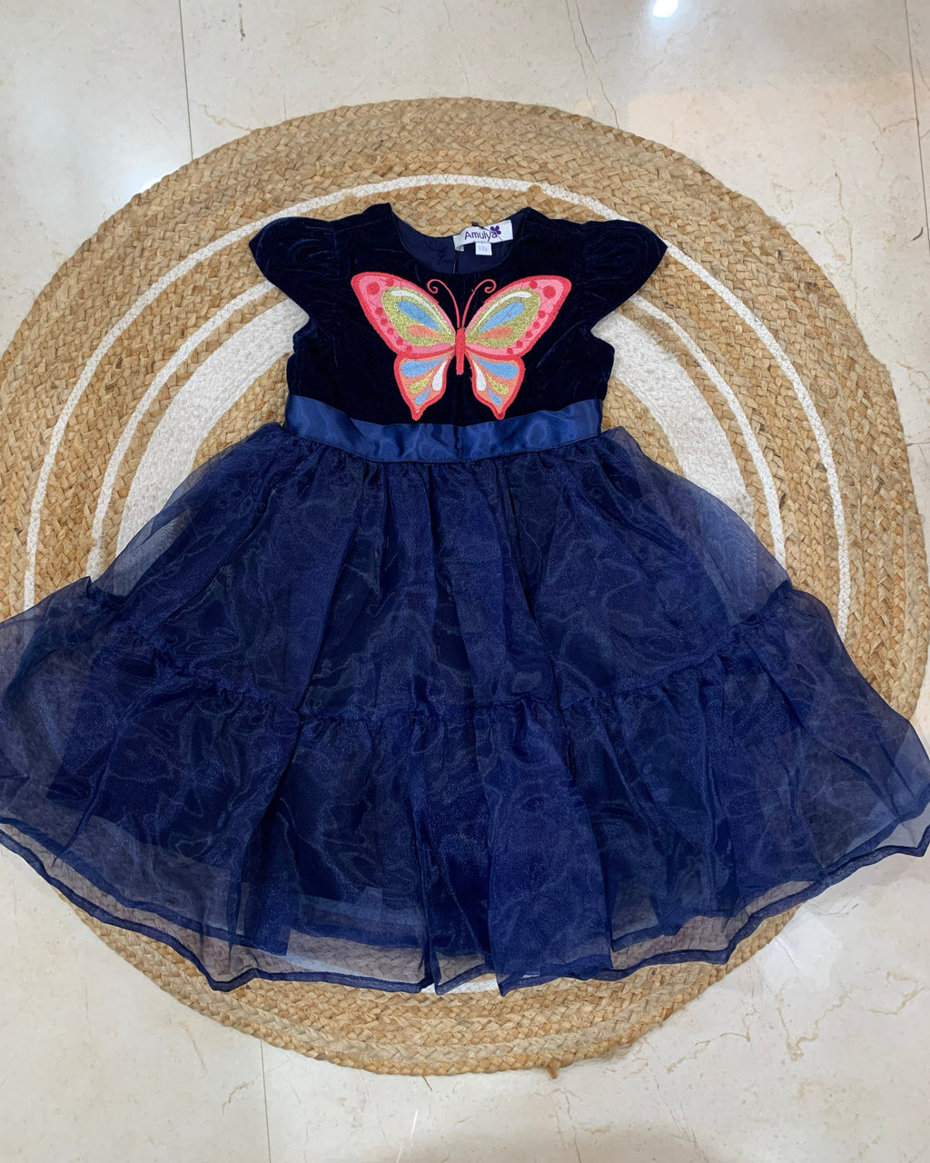 Butterfly Embroidered Girls Organza Dress