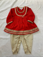 Sequin work Angrakha Kurta & dhoti Set in Tissue