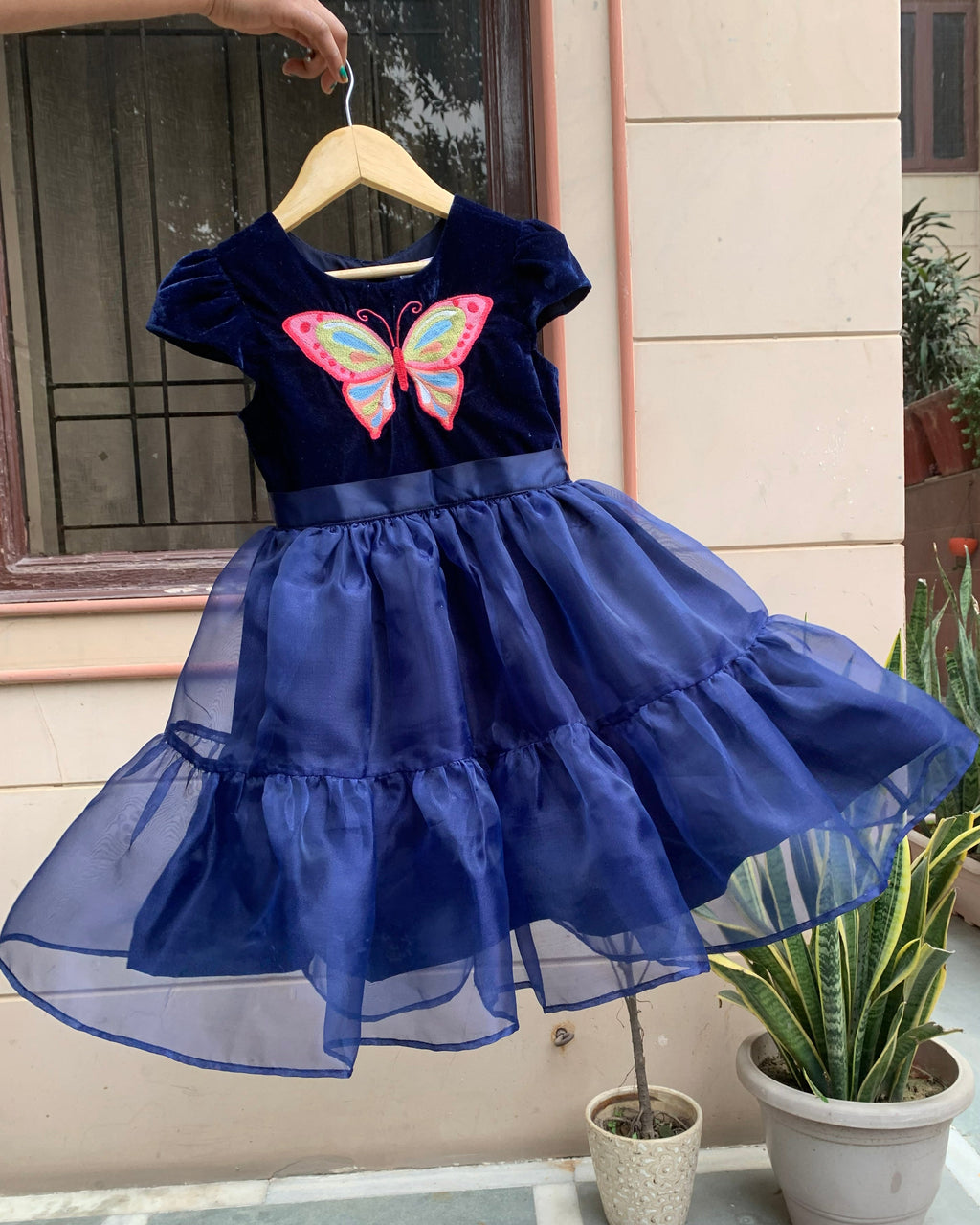 Butterfly Embroidered Girls Organza Dress