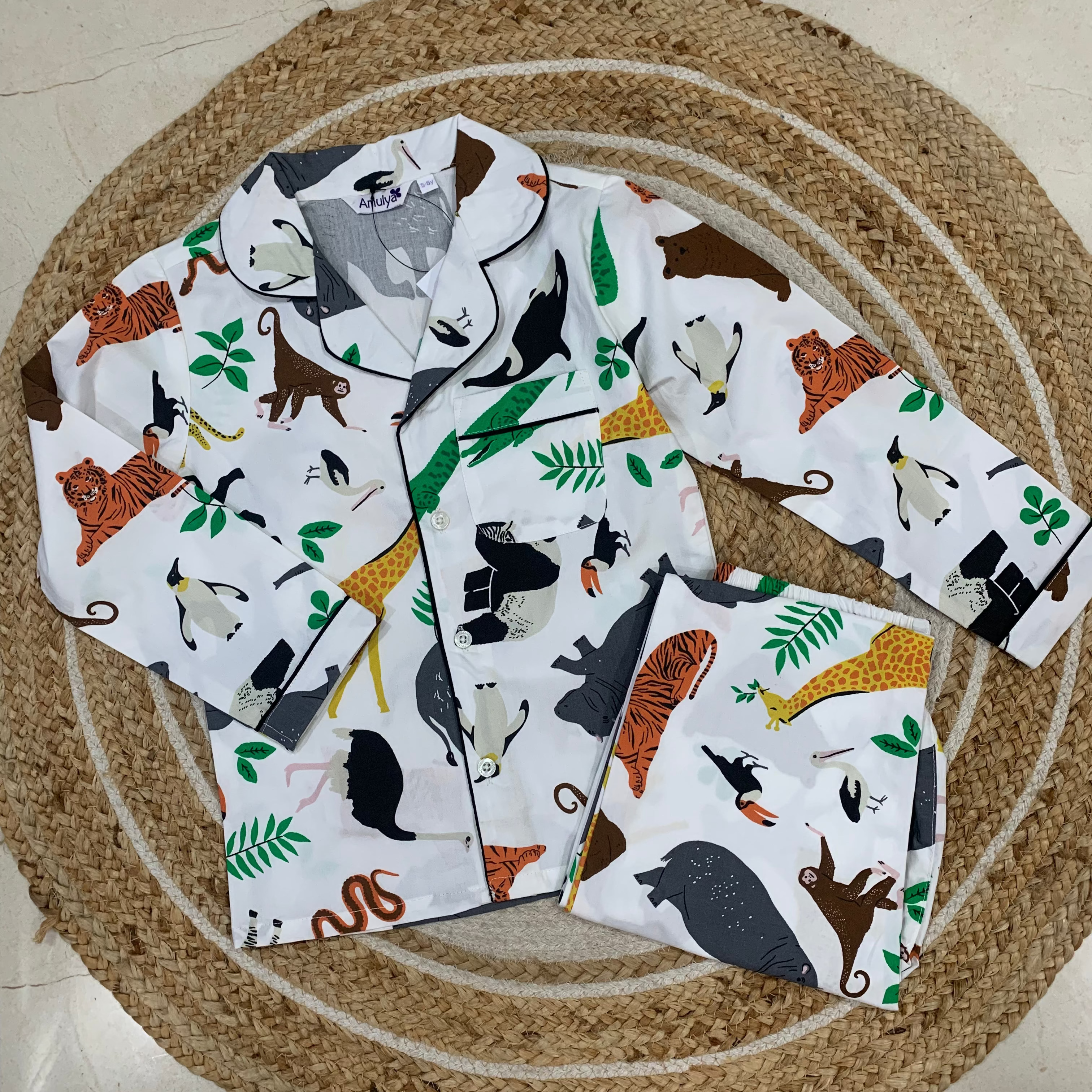 Wildlife Print Nightsuit for Kids