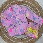 Pink Little hearts print Nightsuit for Kids