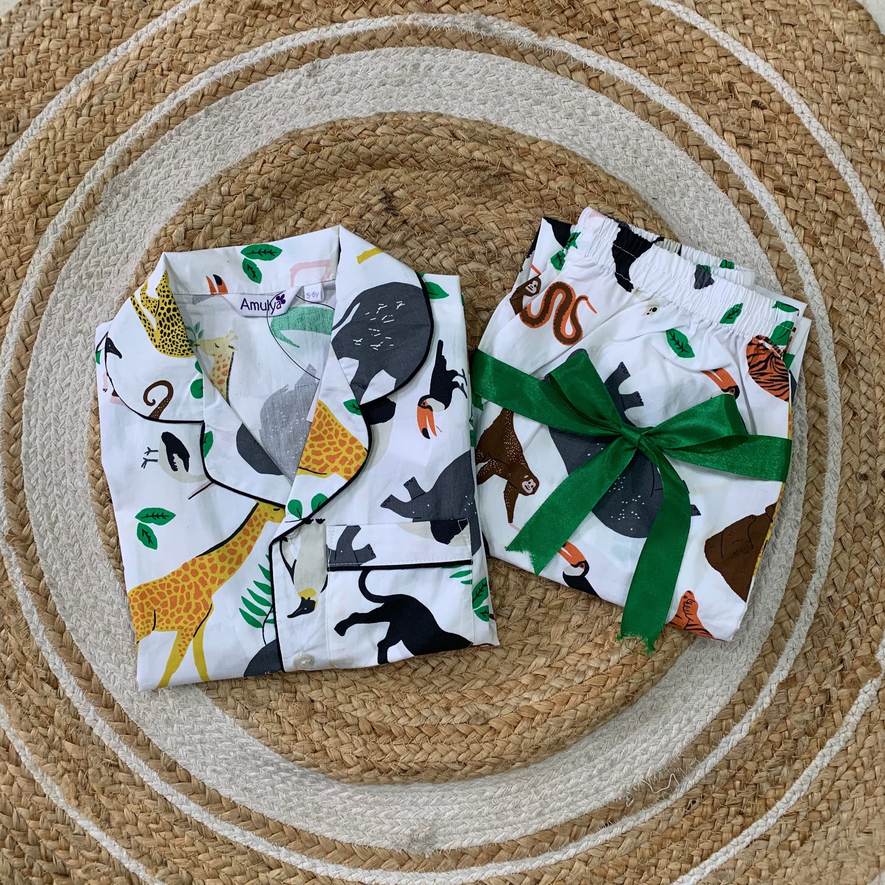 Wildlife Print Nightsuit for Kids