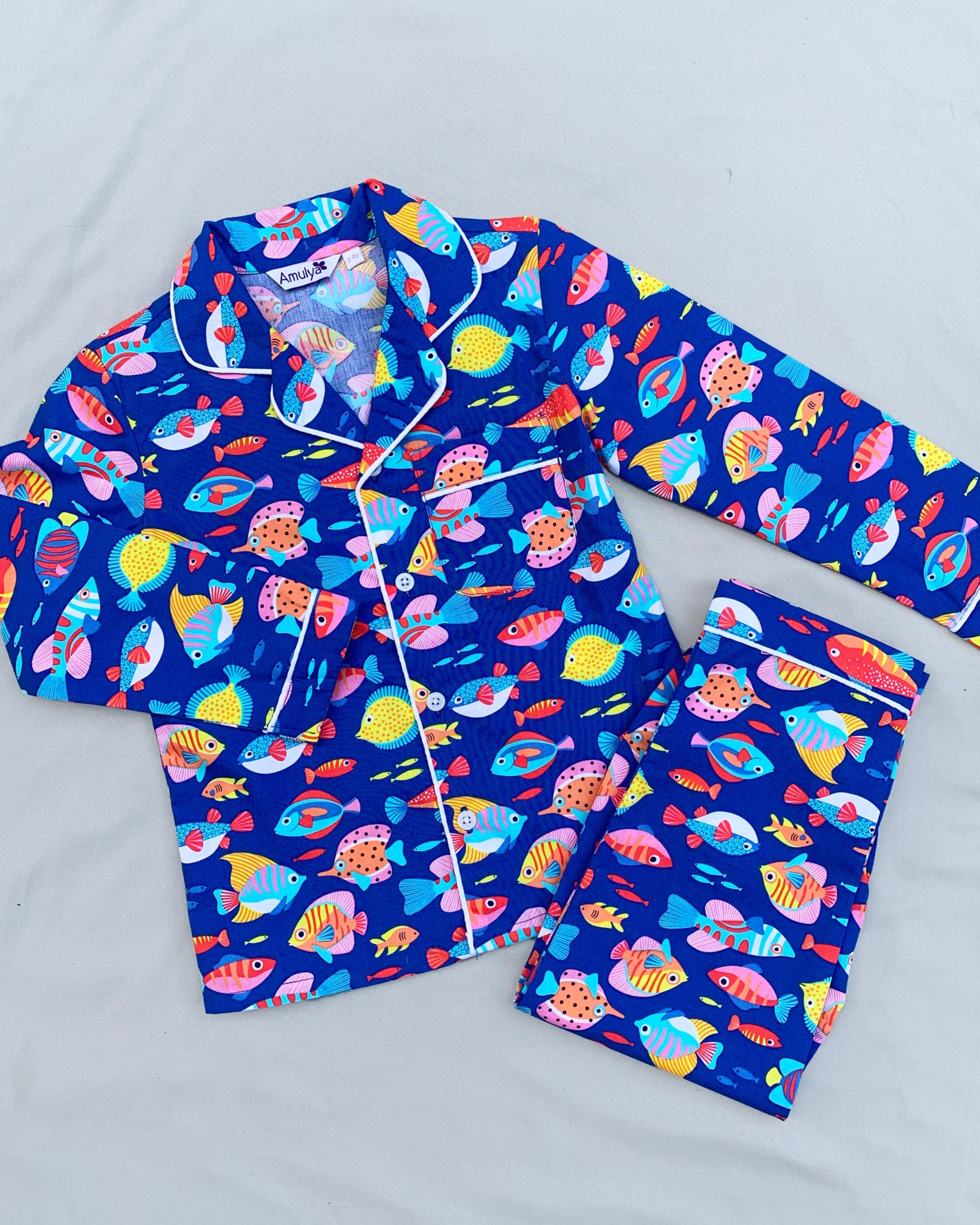 Fish Print Nightsuit for Kids