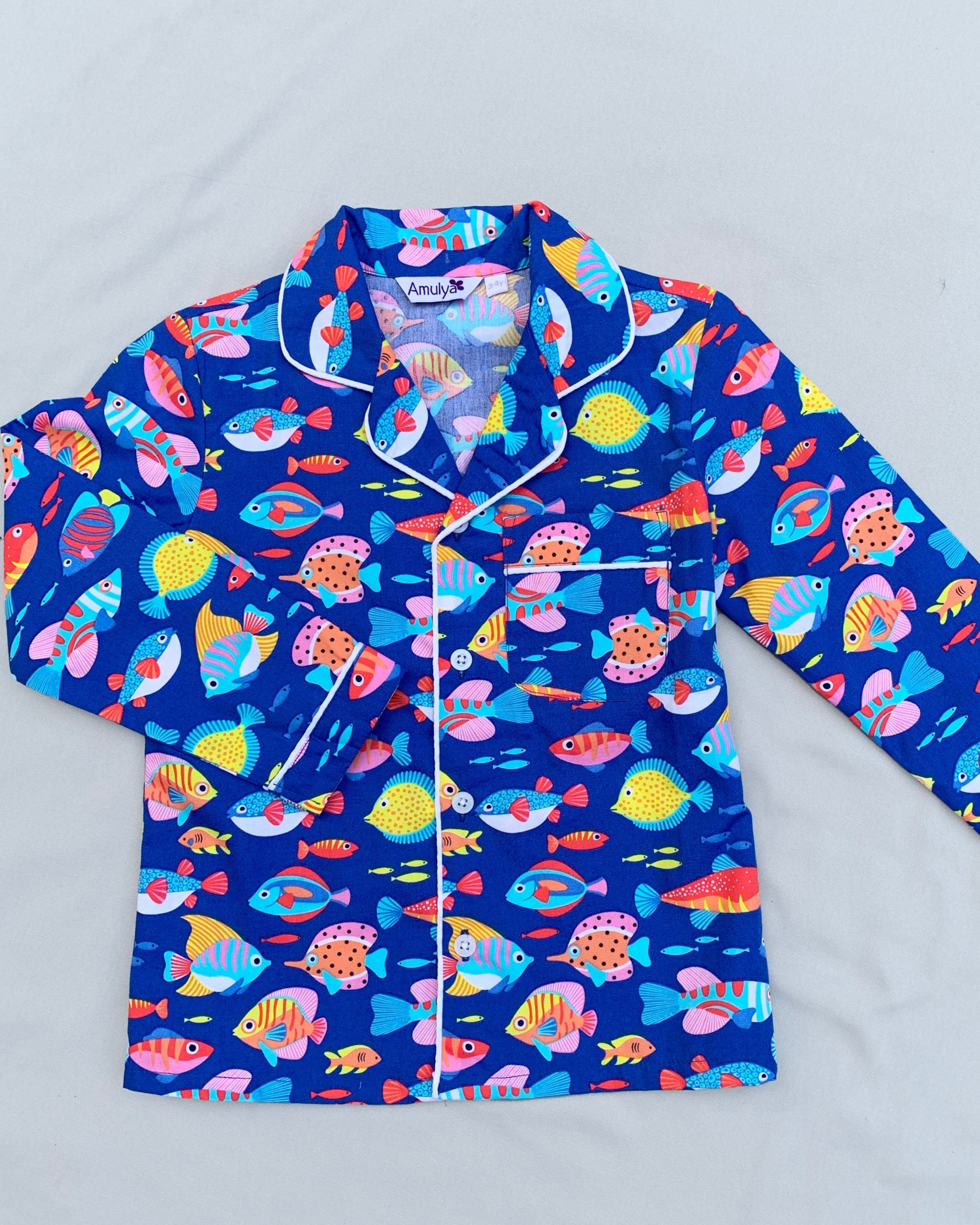 Fish Print Nightsuit for Kids