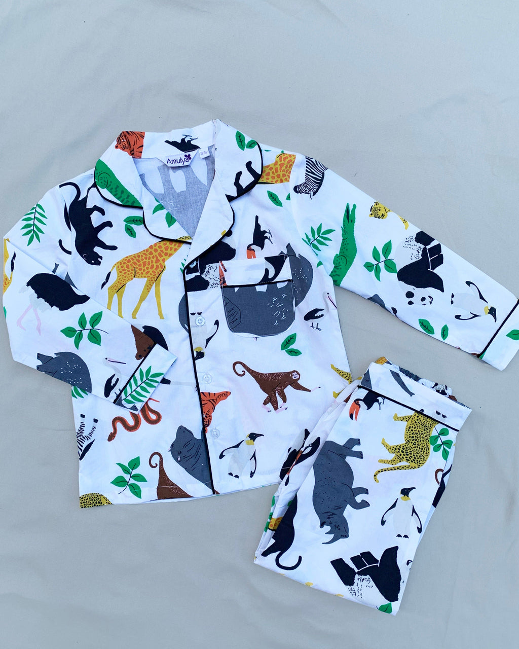 Wildlife Print Nightsuit for Kids