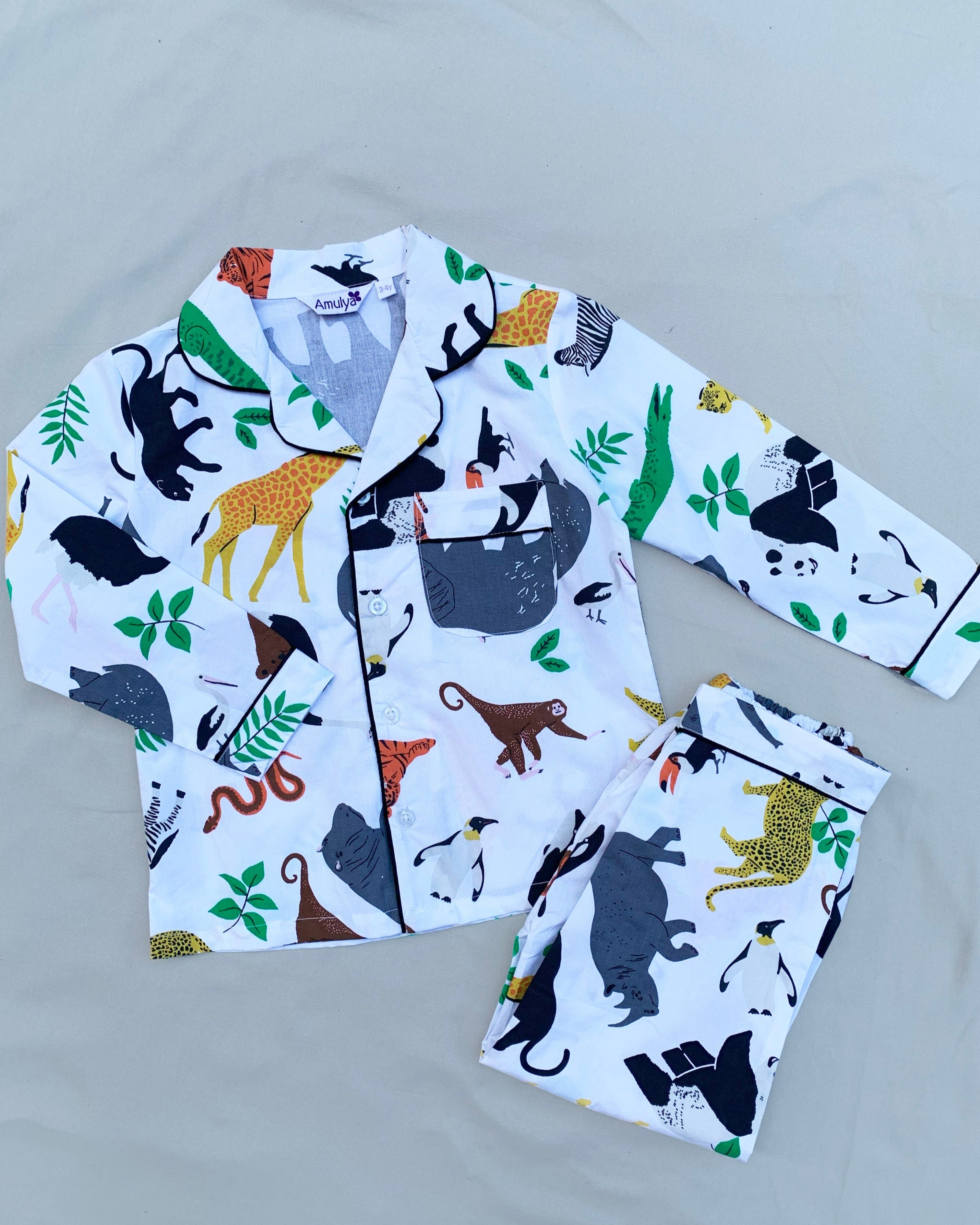 Wildlife Print Nightsuit for Kids