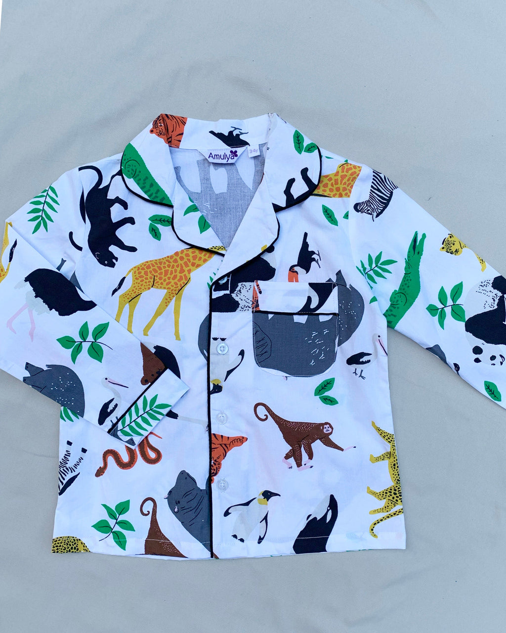 Wildlife Print Nightsuit for Kids