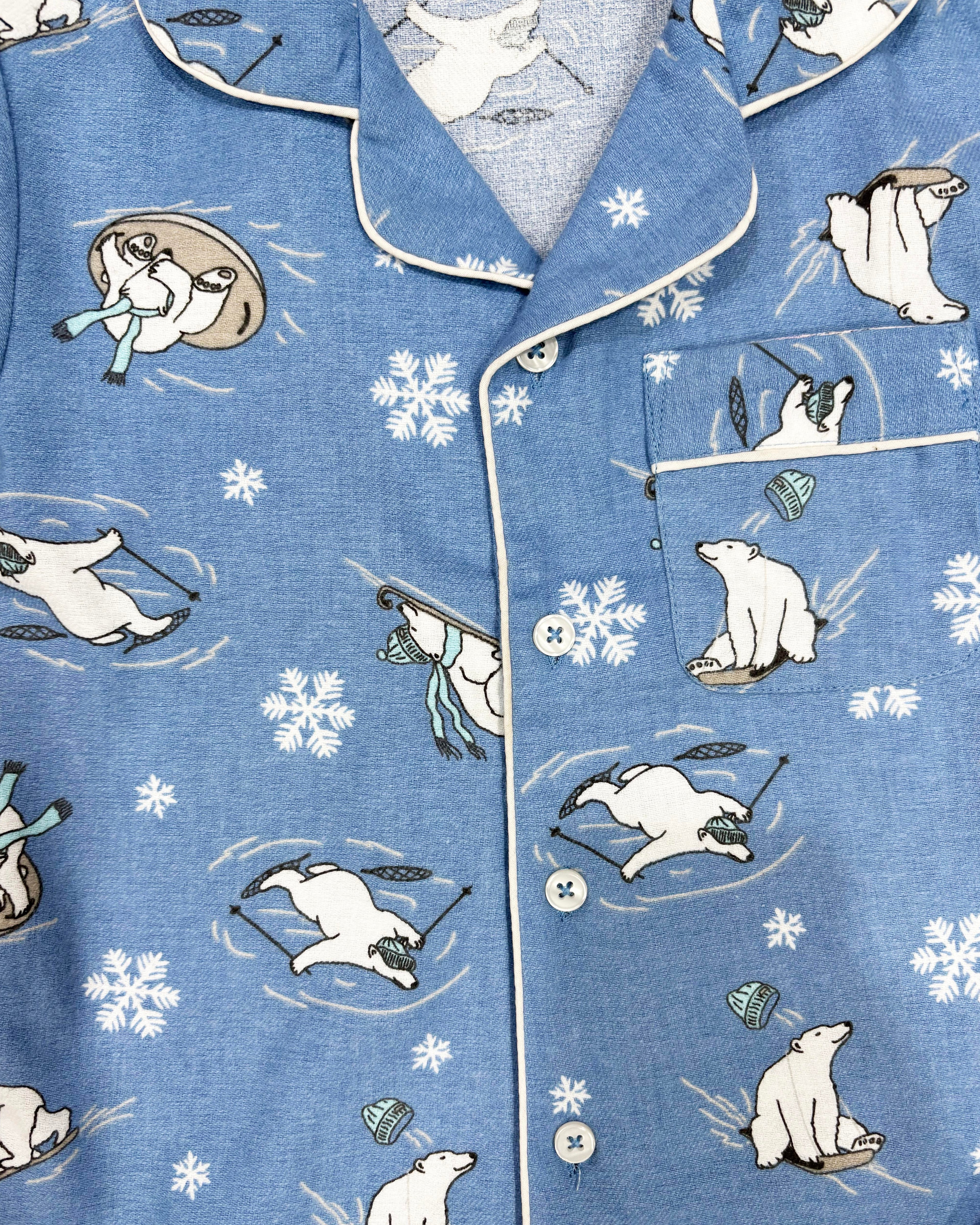 Skating Polar bear Print Flannel Nightwear for kids