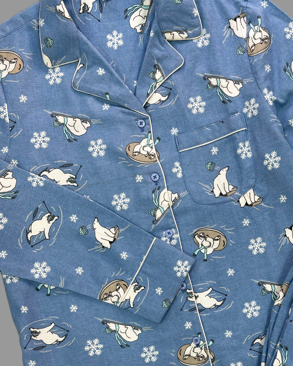 Skating Polar bear Flannel PJ set for Women