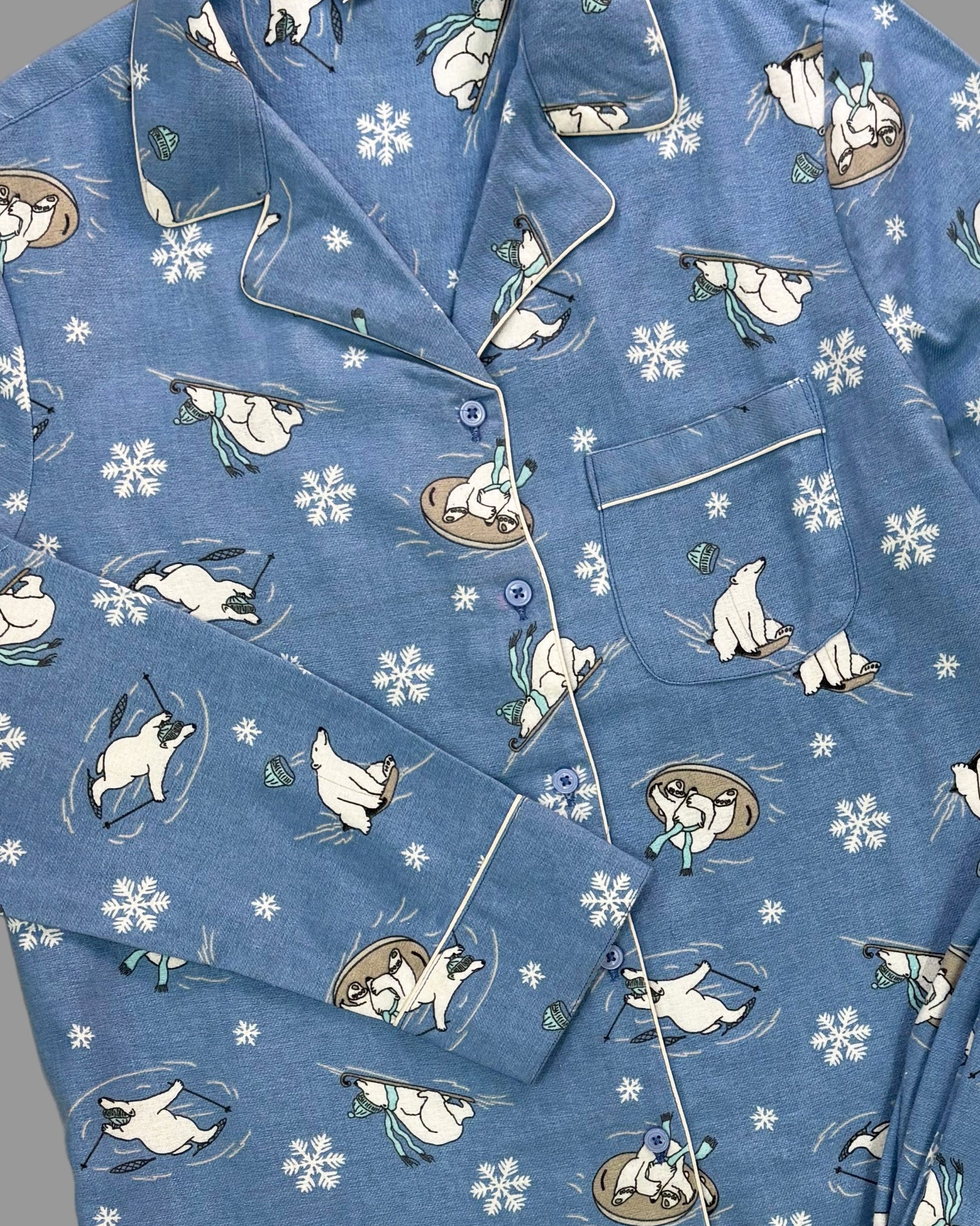 Skating Polar bear Flannel PJ set for Women