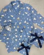 Skating Polar bear Flannel PJ set for Women