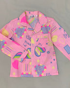 Pink Little hearts print Nightsuit for Kids