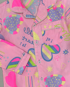 Pink Little hearts print Nightsuit for Kids
