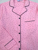 Pink leaves Print Nightsuit for Women