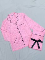 Pink leaves Print Nightsuit for Women