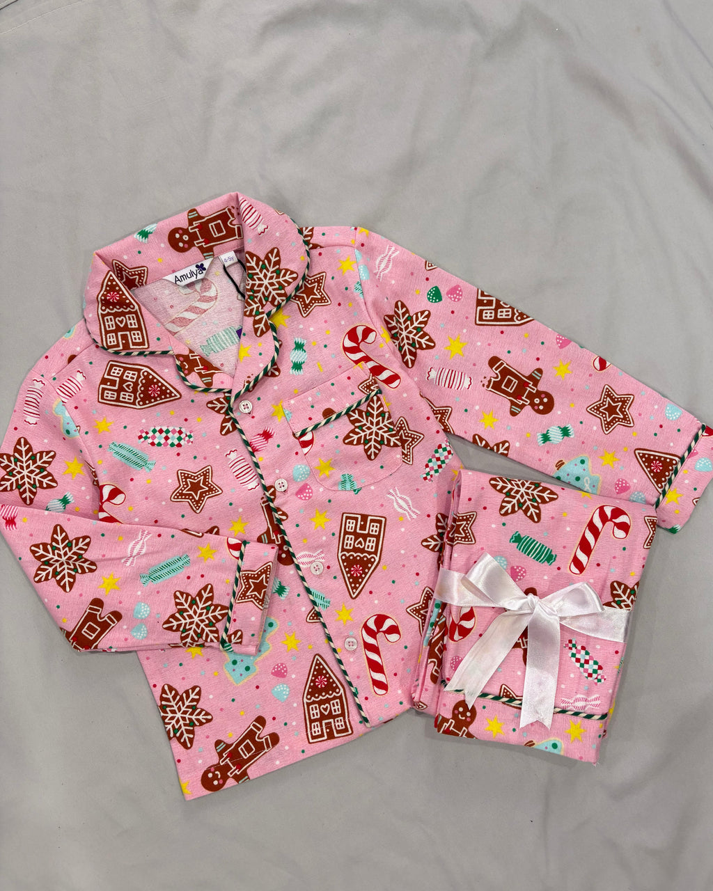 Gingerbread Print Flannel Nightwear for kids