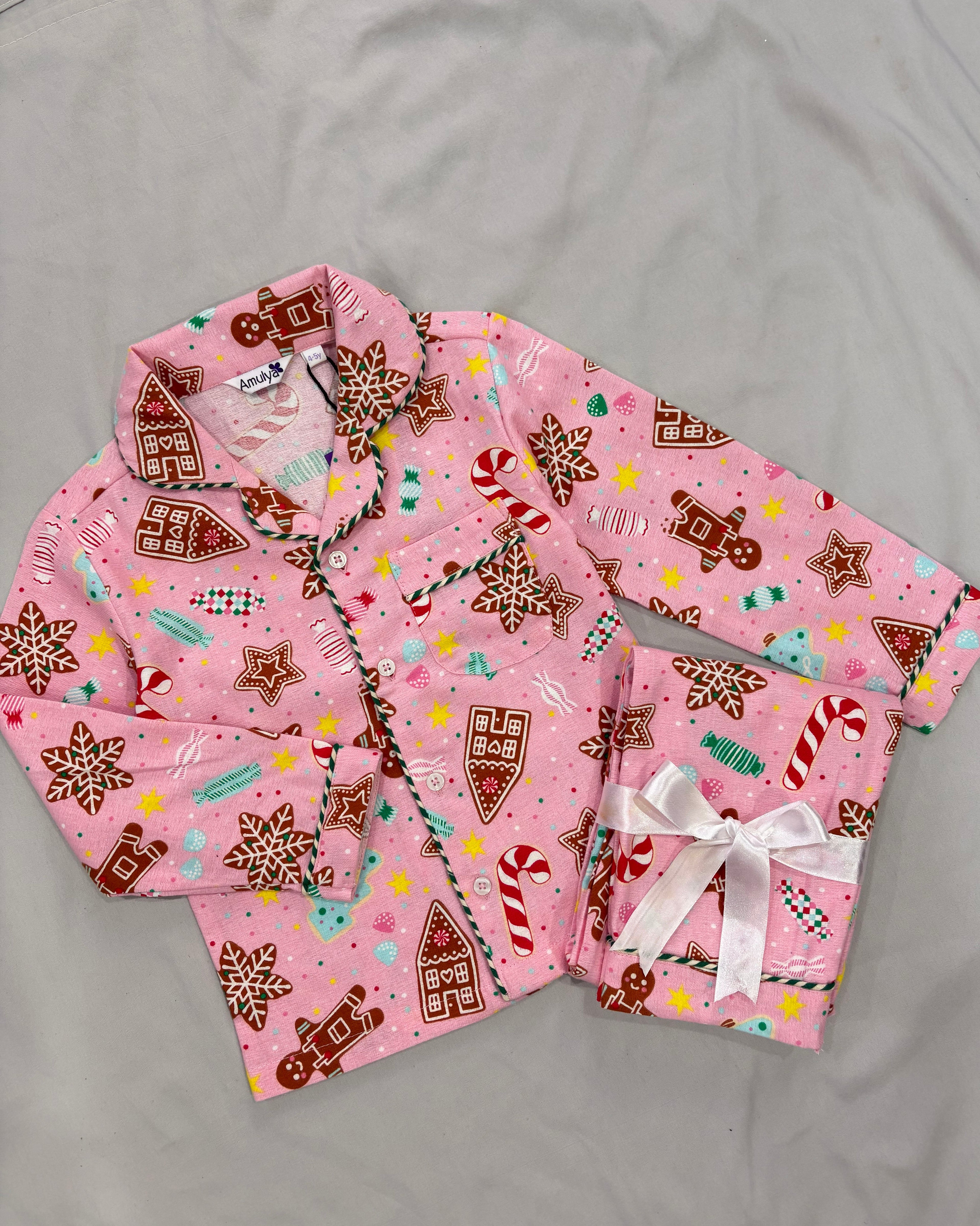 Gingerbread Print Flannel Nightwear for kids