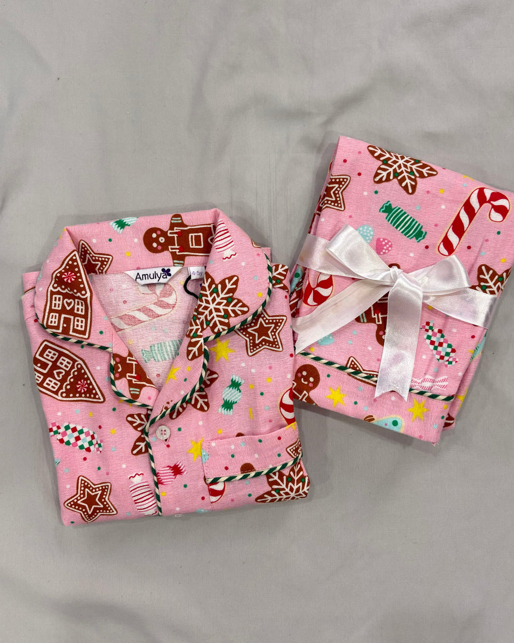 Gingerbread Print Flannel Nightwear for kids