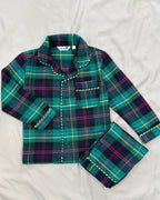 Green checks Flannel Nightwear for kids
