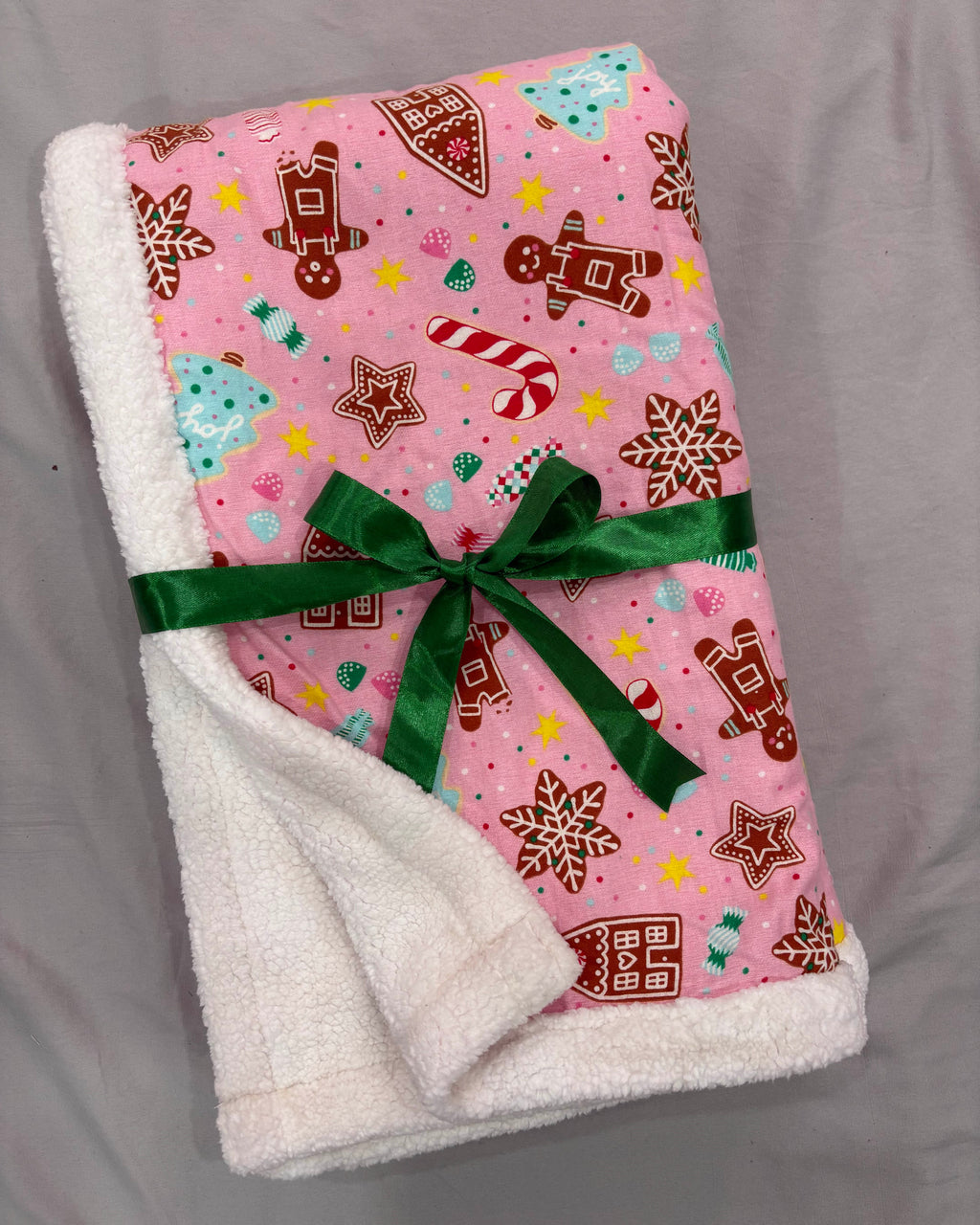 Gingerbread Christmas themed print Flannel Furry