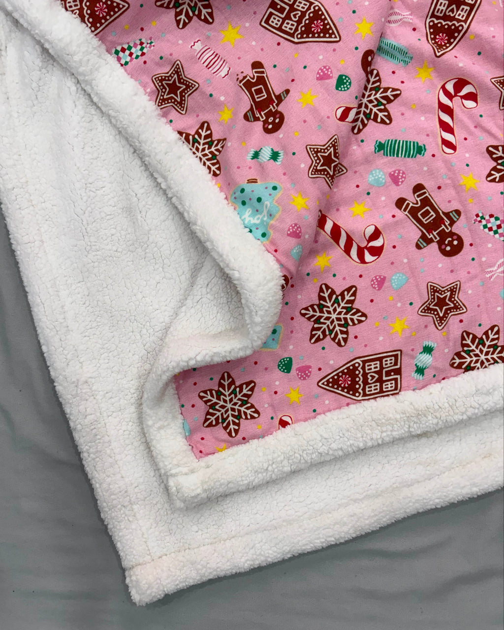 Gingerbread Christmas themed print Flannel Furry