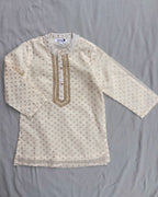 Boys embroidered kurta pajama set in Chanderi Silk-lined with pure cotton