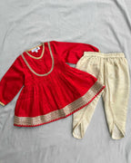 Sequin work Angrakha Kurta & dhoti Set in Tissue