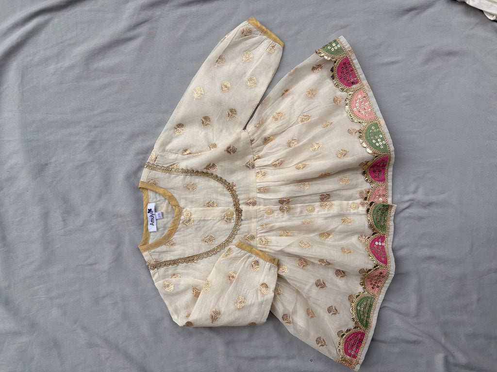 Chanderi Silk Angrakha Kurta & dhoti Set for kids