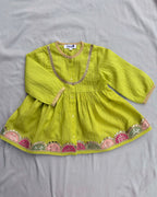 Embroidered Angrakha Kurta & dhoti Set for kids -green