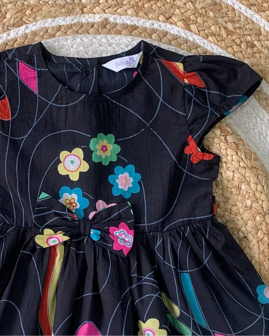 Black Floral Printed Pure Cotton Dress