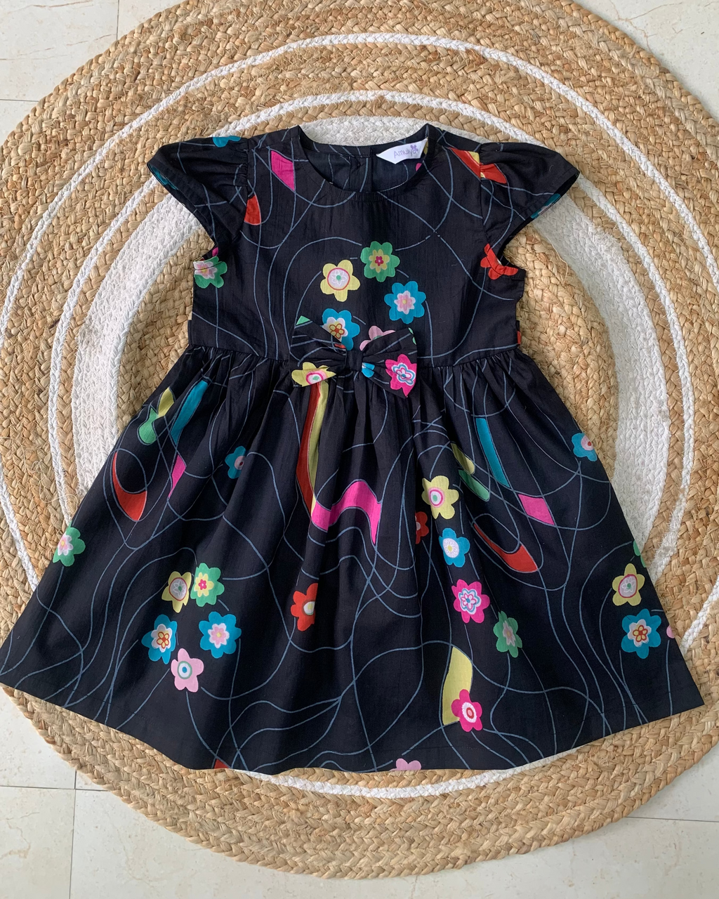 Black Floral Printed Pure Cotton Dress