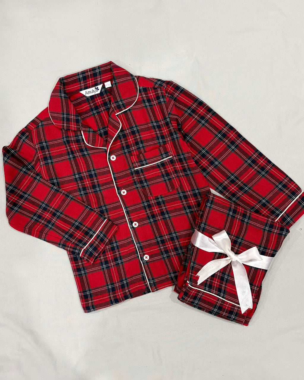 Red Plaid Flannel Nightwear for kids